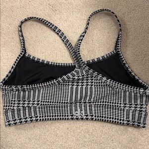 ALO Black and White Houndstooth Sports Bra